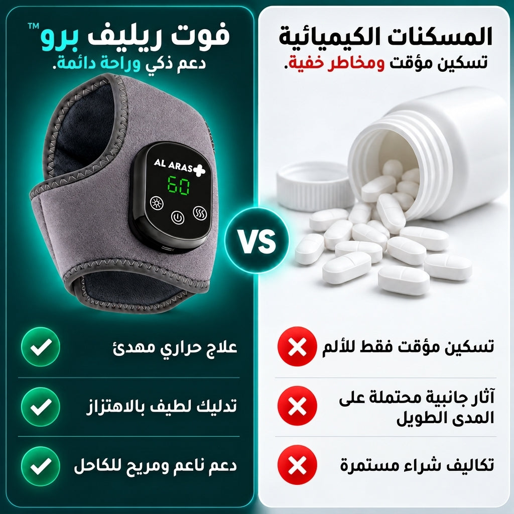 العرّاص فوت ريليف برو™ – جهاز تدليك وعلاج القدم والكاحل الحراري 3 في 1